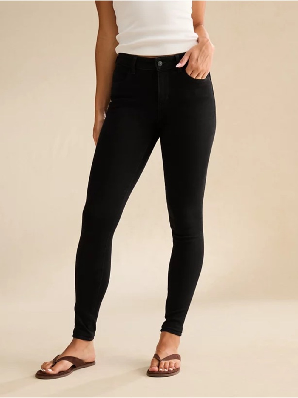 NWTAmerican Eagle Outfitters Black Skinny Jeans - High Rise Dream Stretch 14 Lon